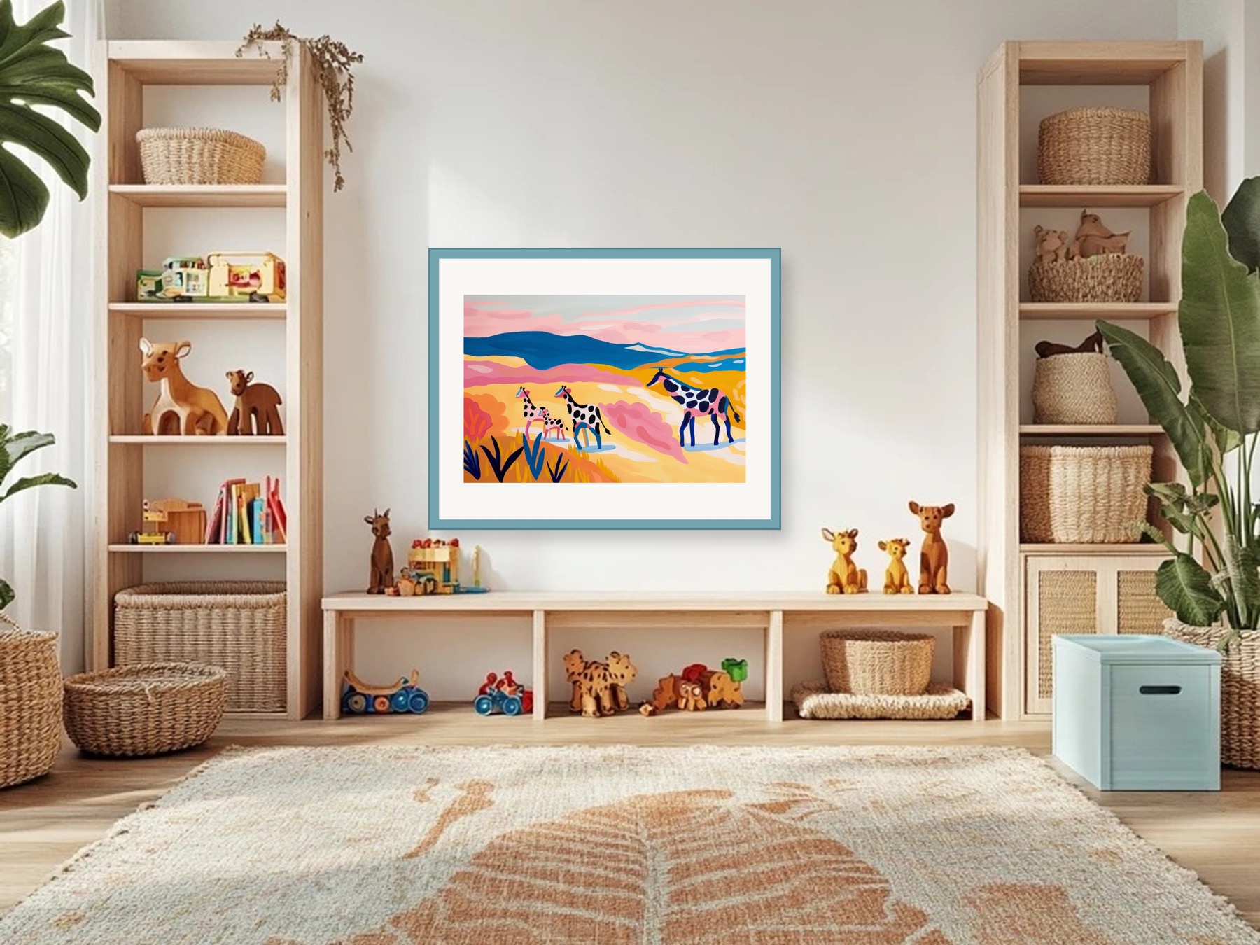 Kinderzimmer mit gerahmter Aila-Kischka-Kunst
