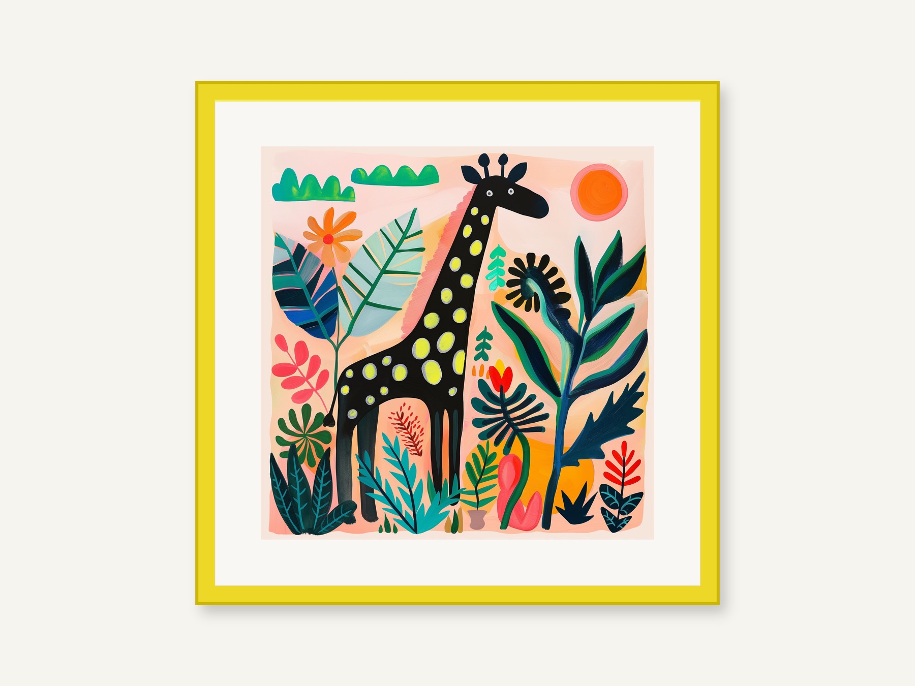 Gerahmtes Werk Sanfte Giraffe